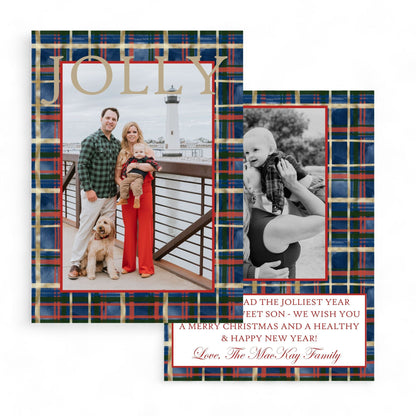 AWDH x DJPCo Watercolor Plaid Holiday Card (Dark Blue)