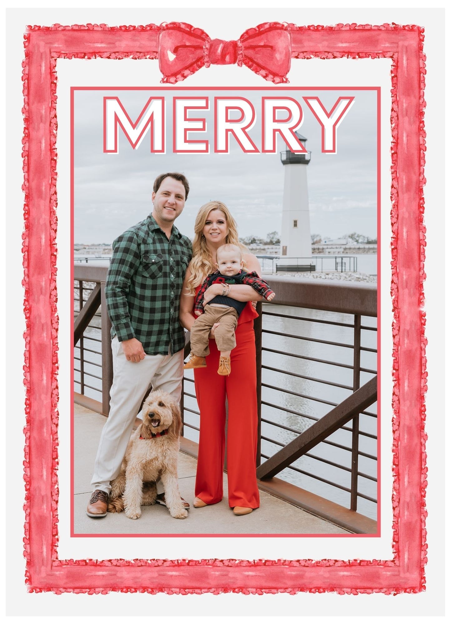 Big Red Ribbon & Bow Holiday Card