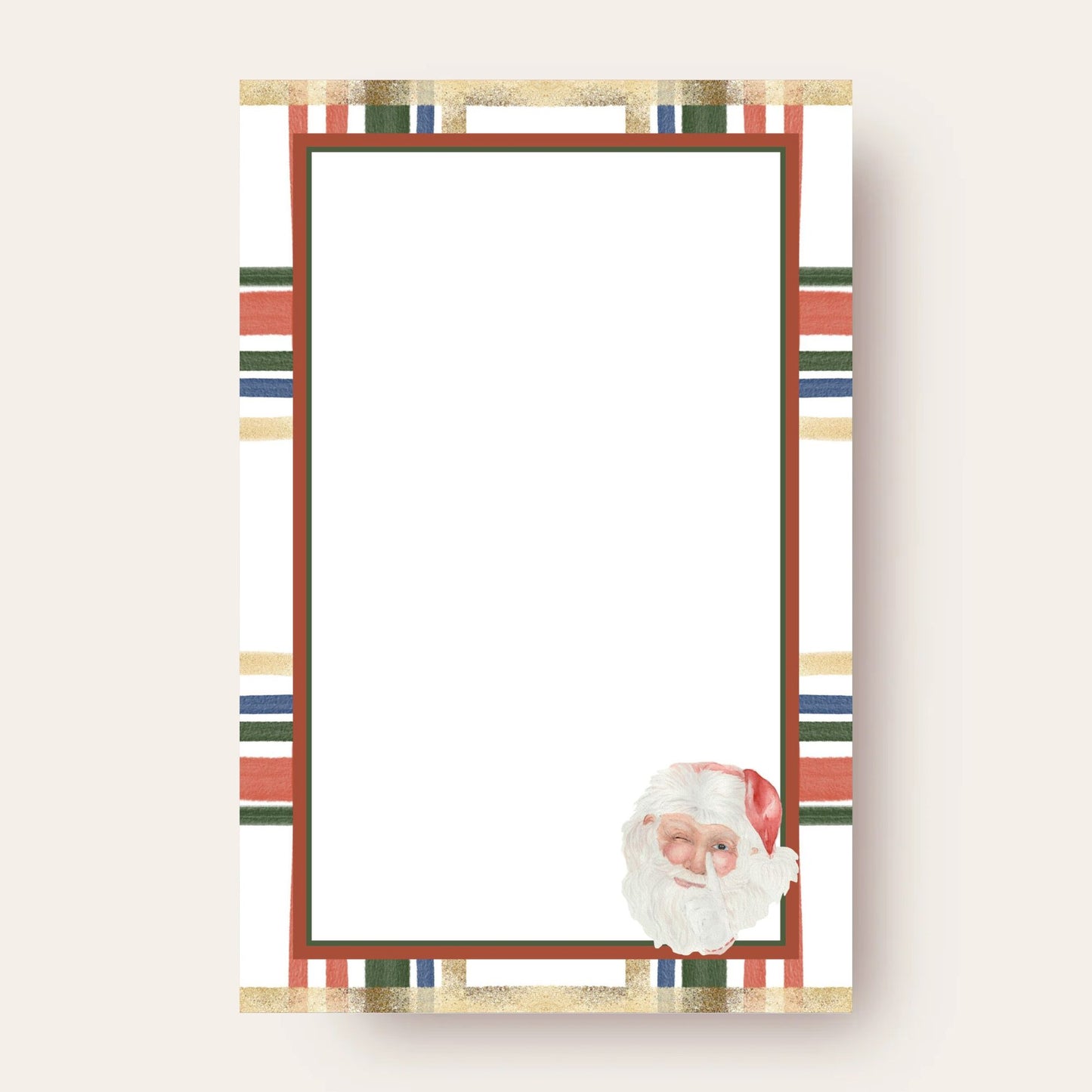 Santa Loves Plaid Skinny Chunk Notepad