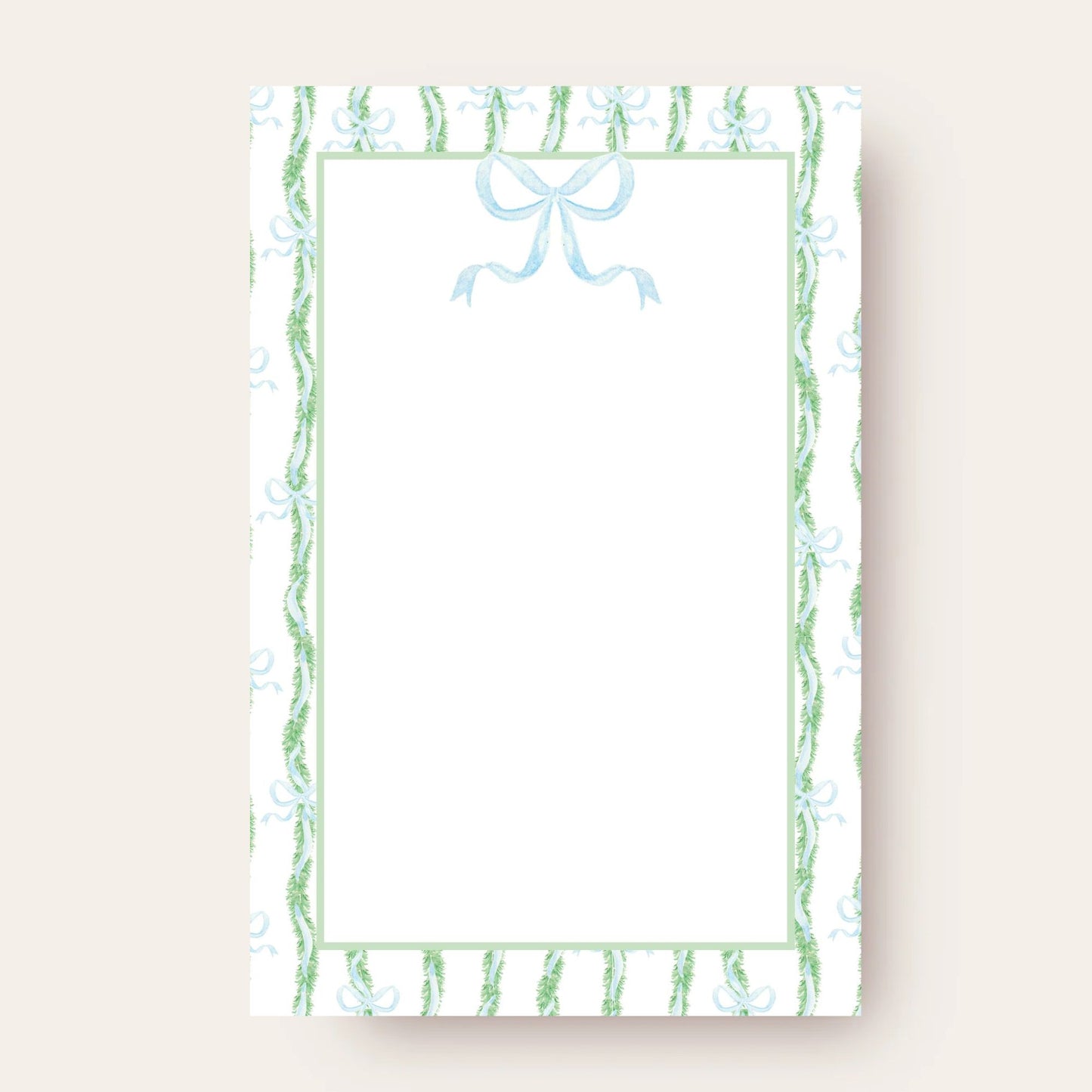 Light Garland & Blue Bow Skinny Chunk Notepad