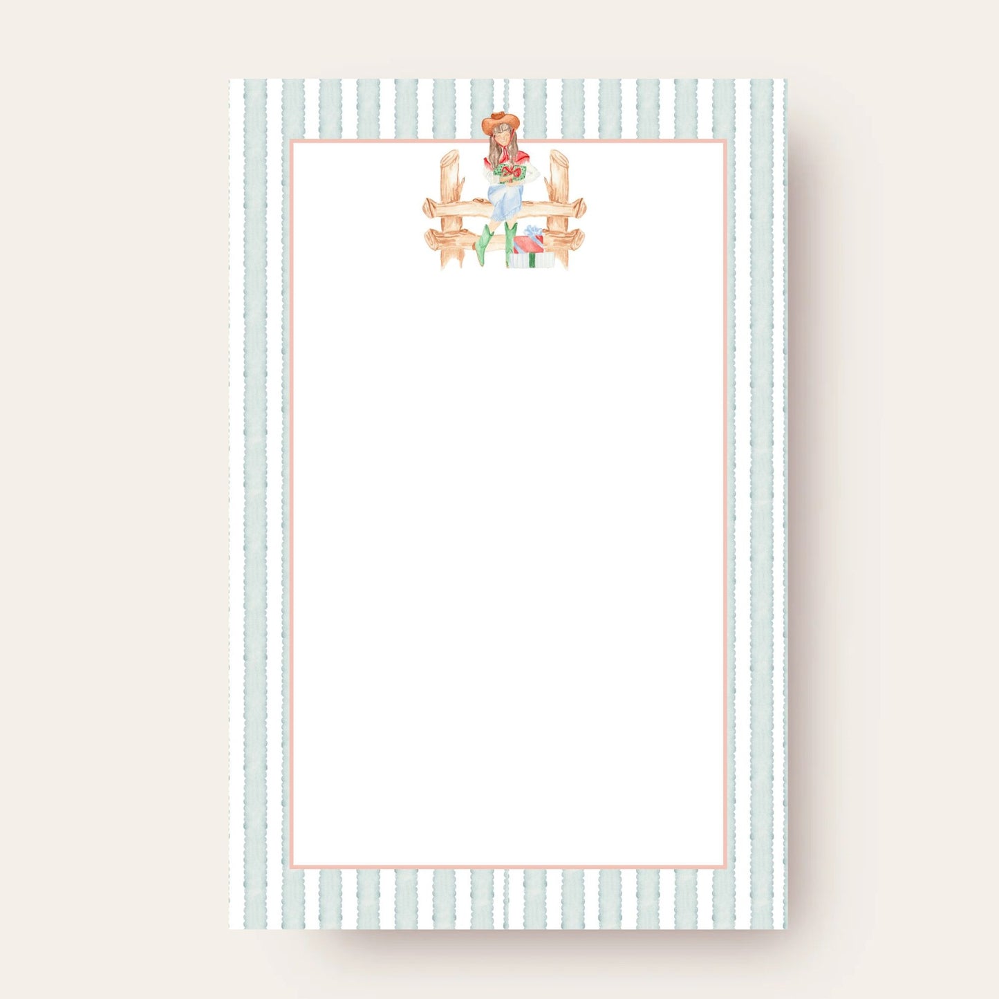 Gifty Cowgirl on a Fence Skinny Chunk Notepad