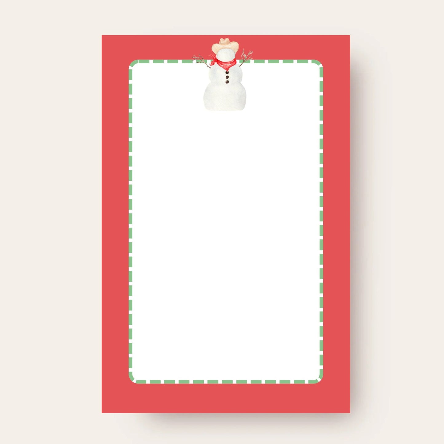 Red Border Cowboy Snowman Skinny Chunk Notepad