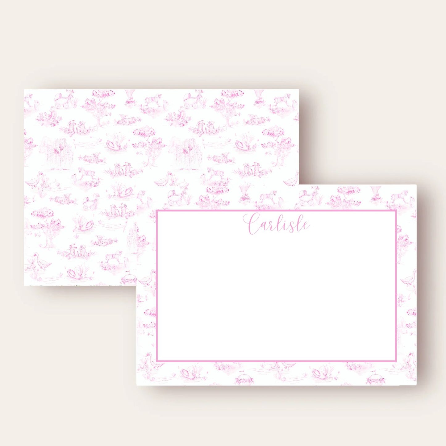 Pink Toile Stationery Set