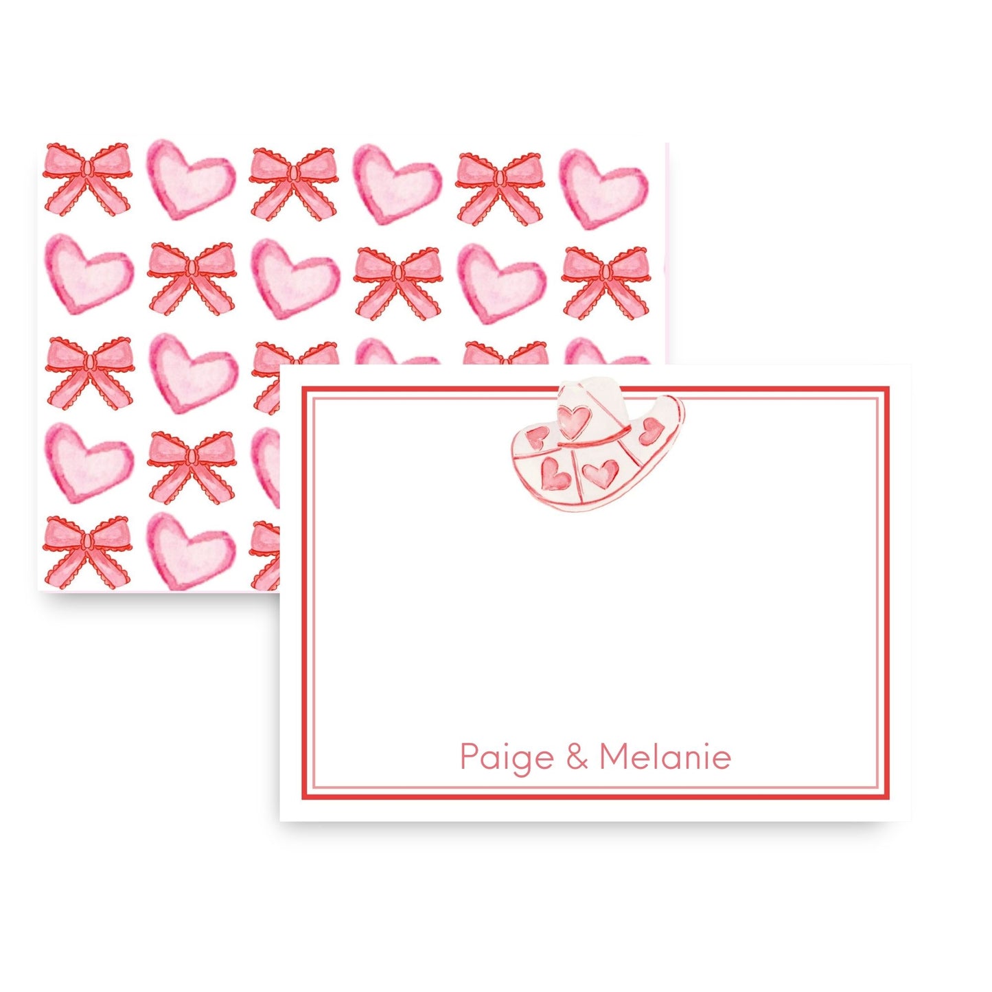 XO Bows & Hearts Cowboy Hat Stationery Set